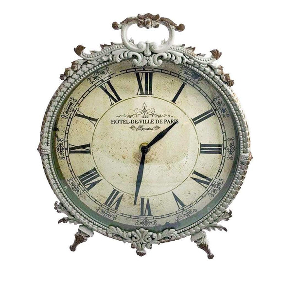 Vintage Fairy Garden Clocks Antique Vintage Style French Grey Metal Mantel Clock