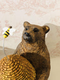 Vintage Fairy Garden Ornaments Bear with Beehive