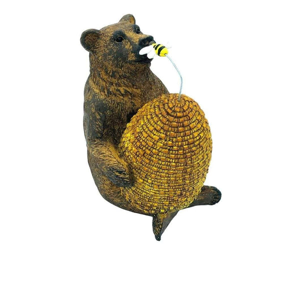 Vintage Fairy Garden Ornaments Bear with Bee hive